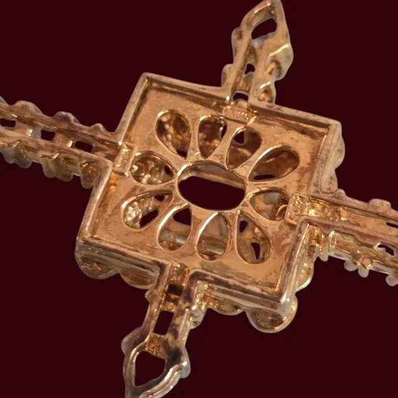 Victoria Wieck CZ Rhinestones Pendant & Locket Cross On Gold Vermeil/SS